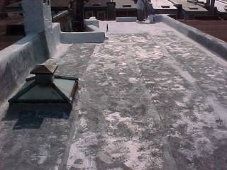 Base of cool roof on rowhouse