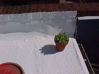 Finished roof with flower pot